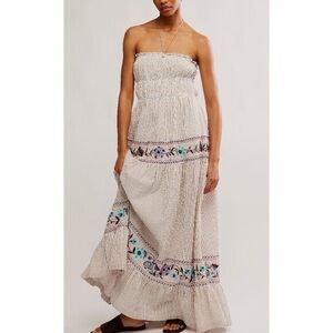 FREE PEOPLE Kalani Midi Dress   Ivory Stripe Combo